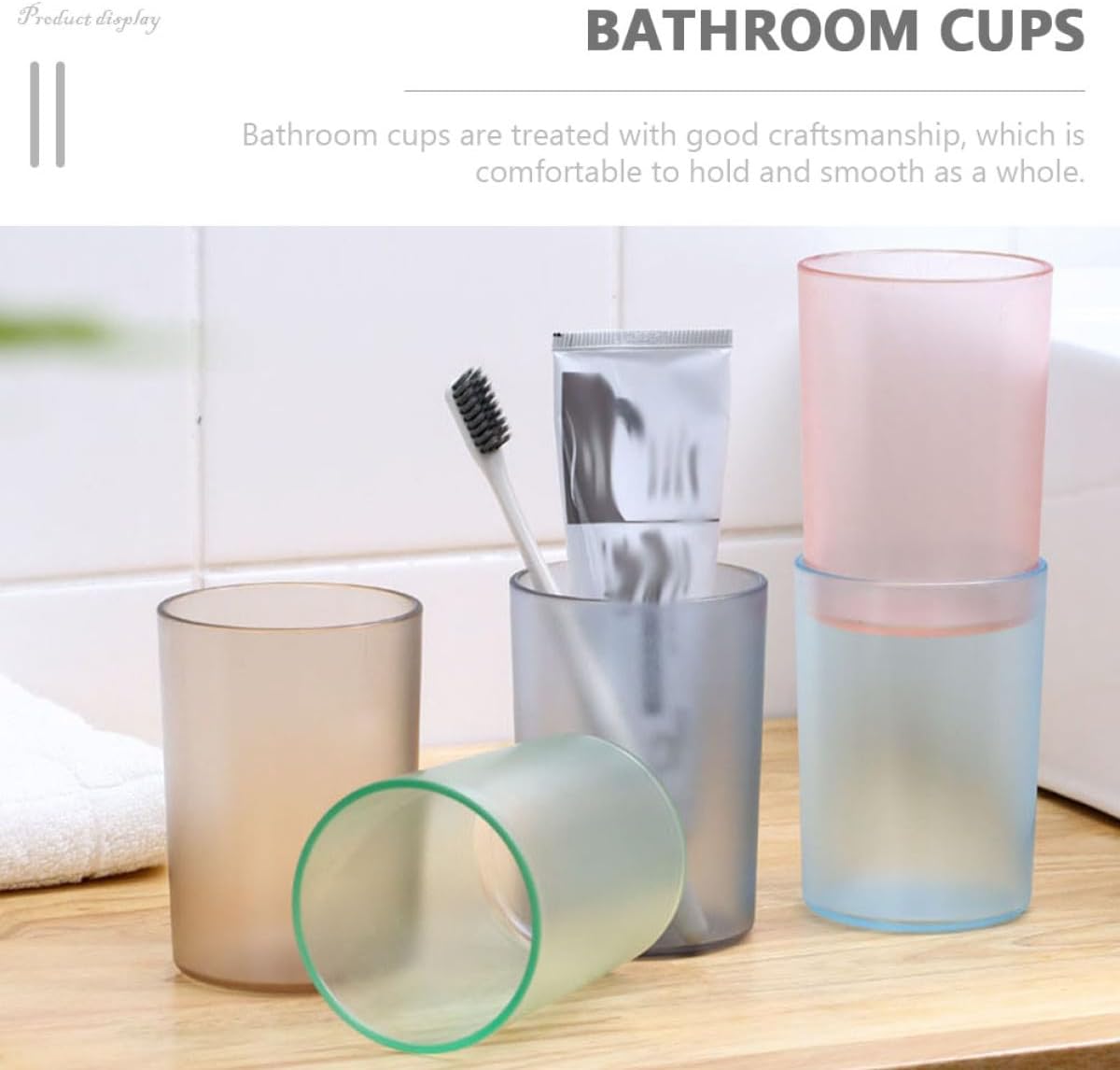 5Pcs Tooth Brushing Cups Plastic Tumblers Bathroom Toothpaste Holders Multi-Color Travel Mouthwash Cups for Home Use