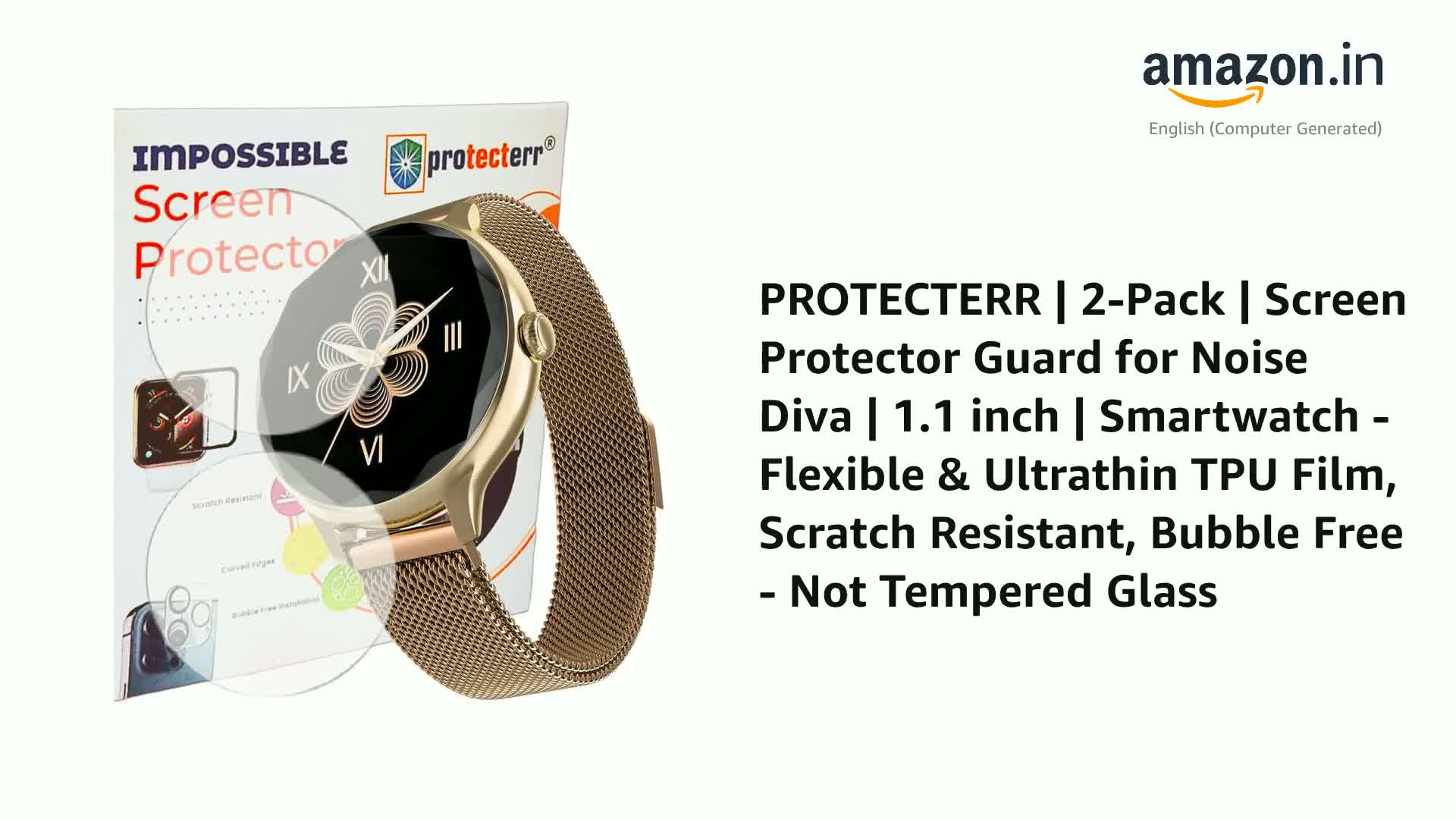 Watch PROTECTERR | 2-Pack | Screen Protector Guard for Noise Diva | 1.1 ...