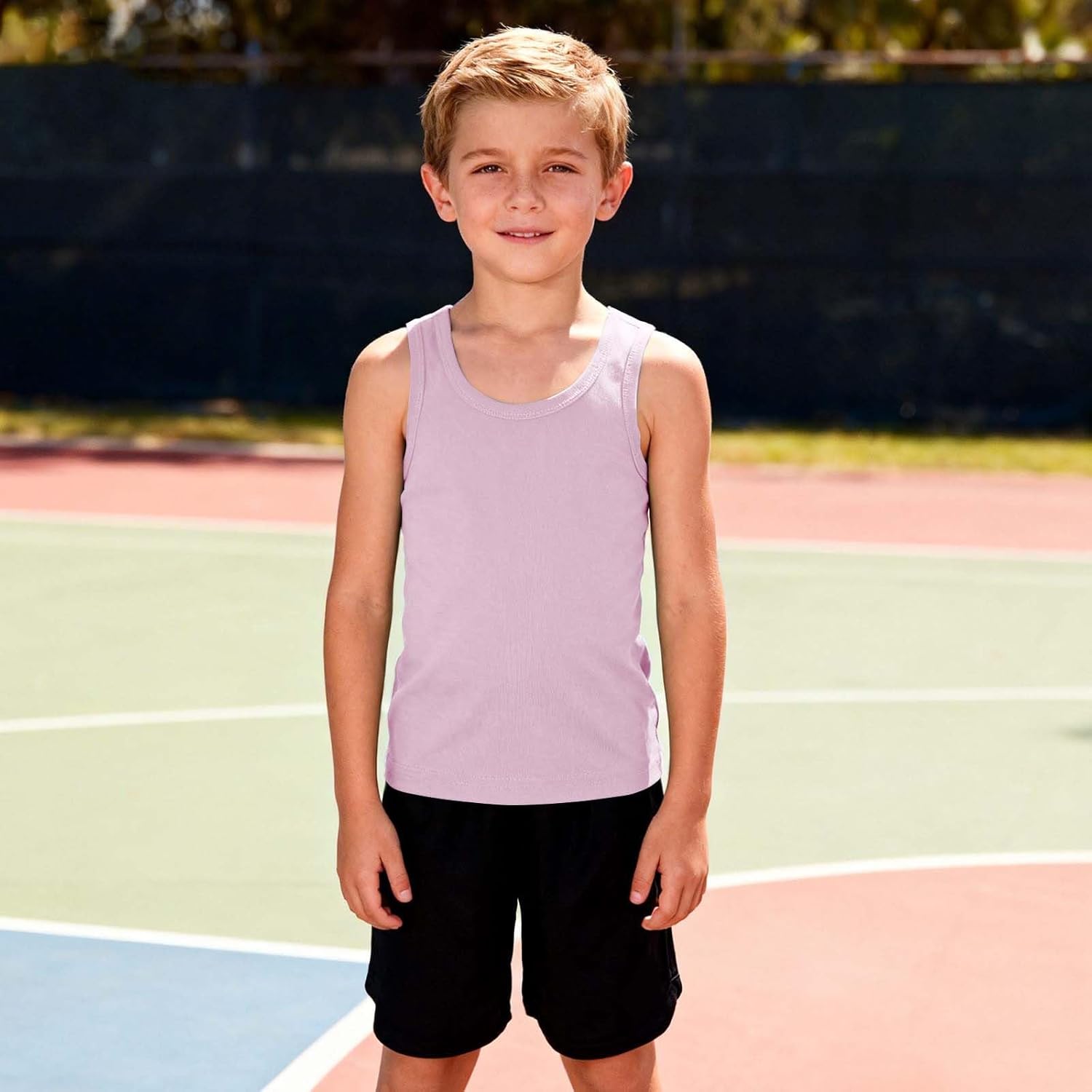5-Pack Girls Basic Solid Racerback Tank Tops Athletic Casual Sleeveless Versatile Dance Shirts for 1-13 Years