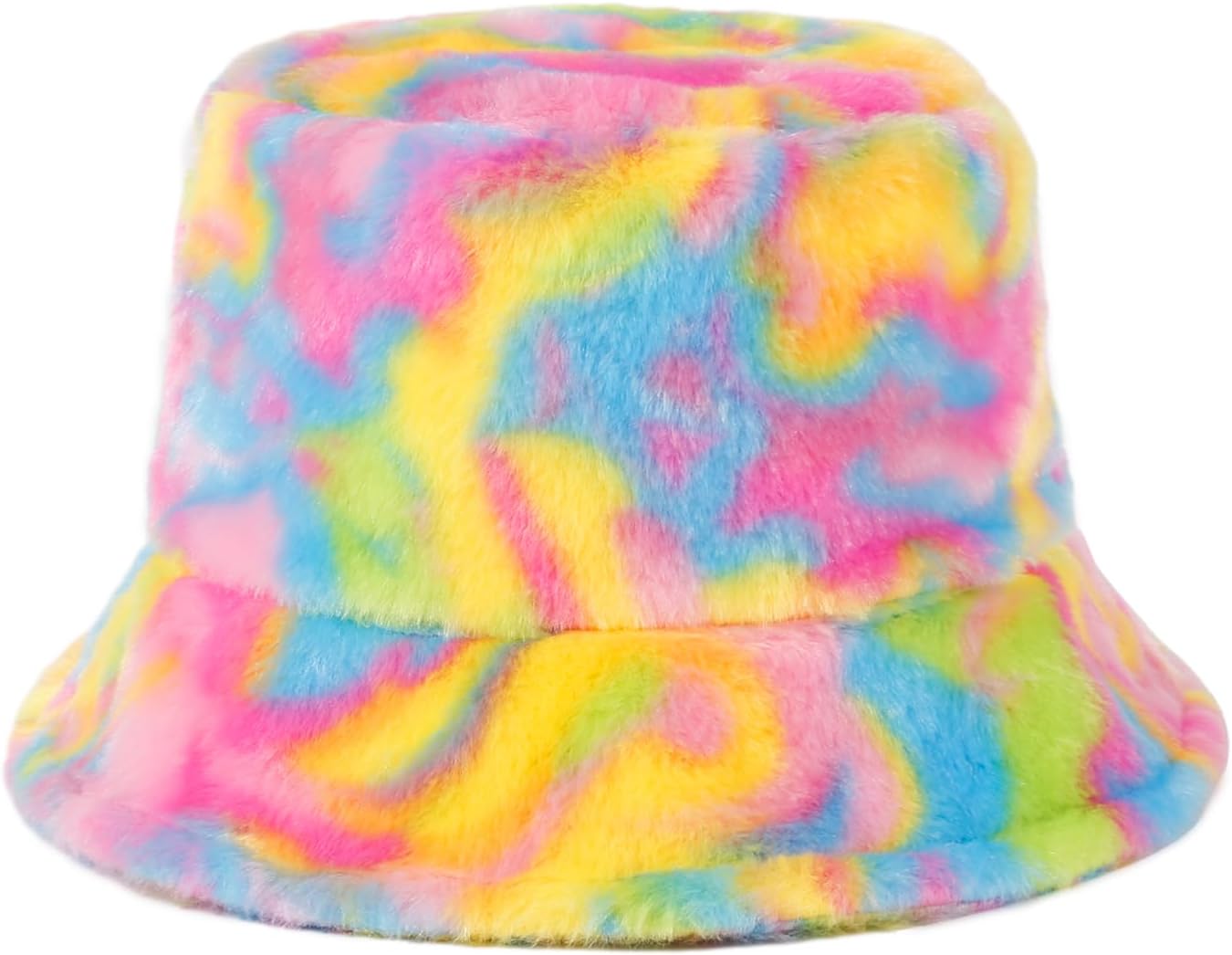 HH HOFNEN Winter Bucket Hat Fluffy Faux Fur Fisherman Plush Warm Hats Cute Fuzzy Bucket Hat for Women