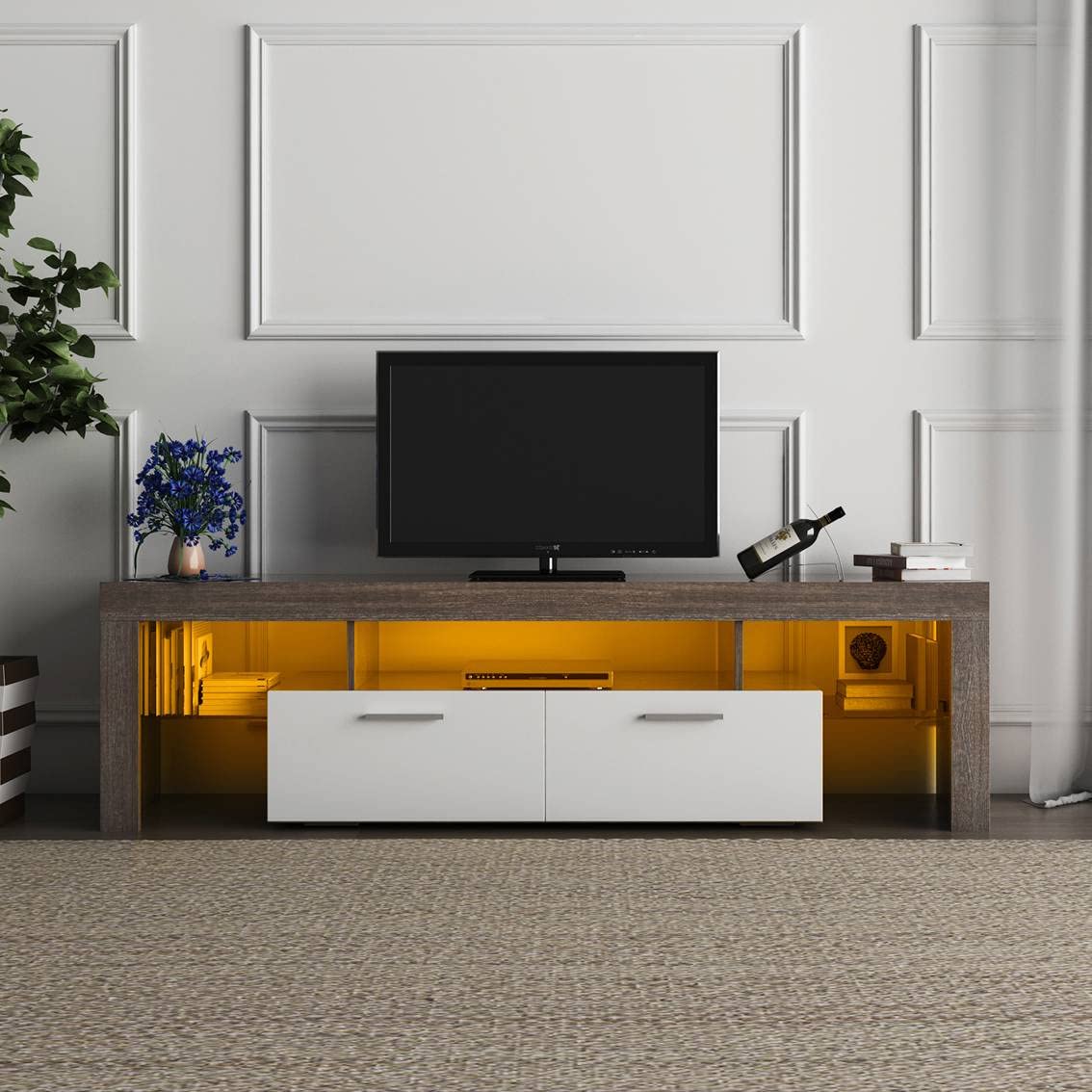 WIJCK Simple Modern TV Cabinet Floor Cabinet TV Wall Cabinet TV Bracket with LED Light