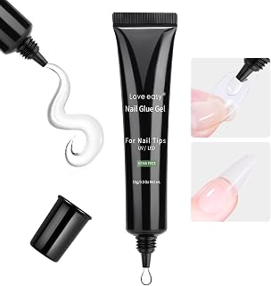 Nail Glue Gel for Press ons Acrylic Nails Tips Beads Charms Rhinestone Gem, Strong 6-in-1 Professional Adhesive Long Lasting Bond, Easy to Squeeze & Control, 0.5 Fl Oz(U V Lamp Needed)