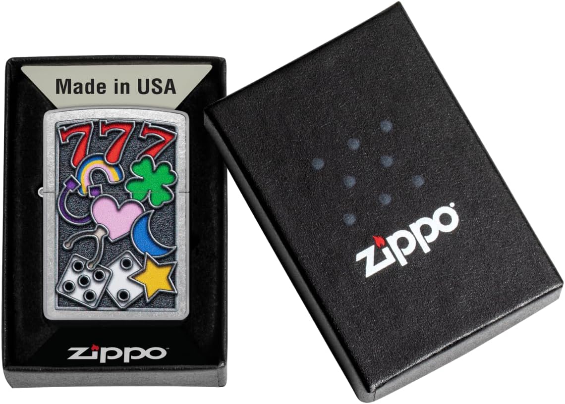 Zippo Unisex-Adult Clover Lighters, All Luck Street Chrome