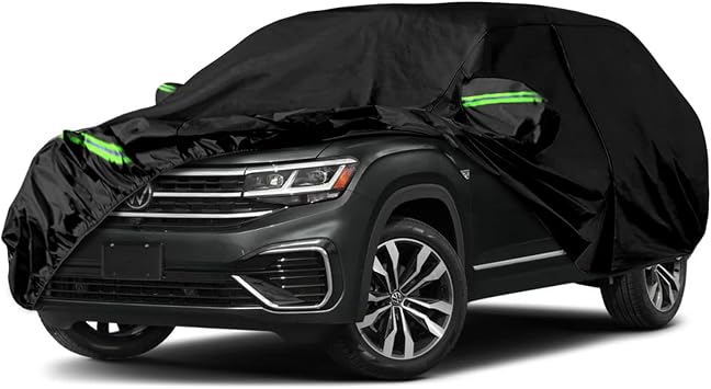 6 Layers Waterproof Car Covers Replace for 2017-2026 VW Atlas | All Weather Car Cover with Cotton Liner, Zipper Door, Windproof Bands for Snow Rain Dust Protection