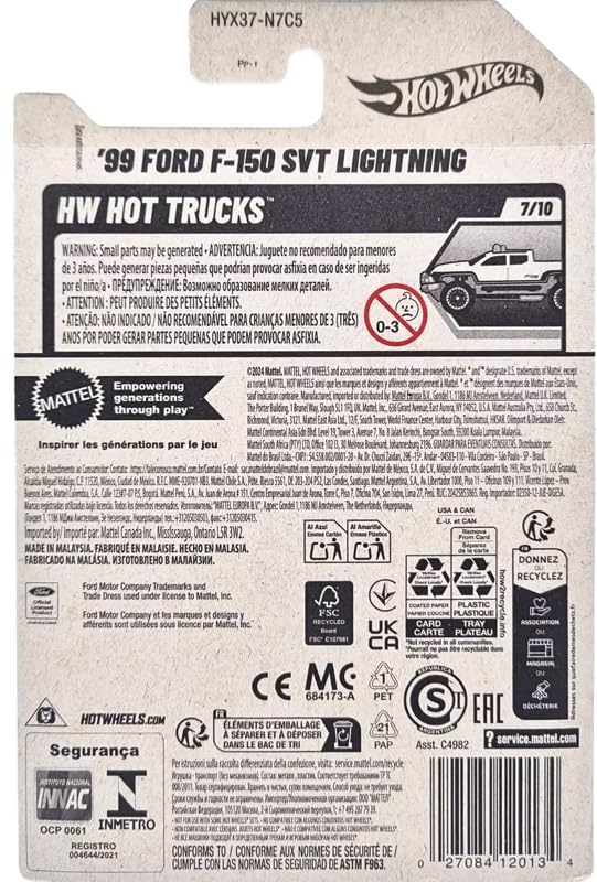 Image of Hot Wheels 99 Ford F-150 SVT Lightning HW Hot Trucks Ages 3 and Up 94 /250 (Black)