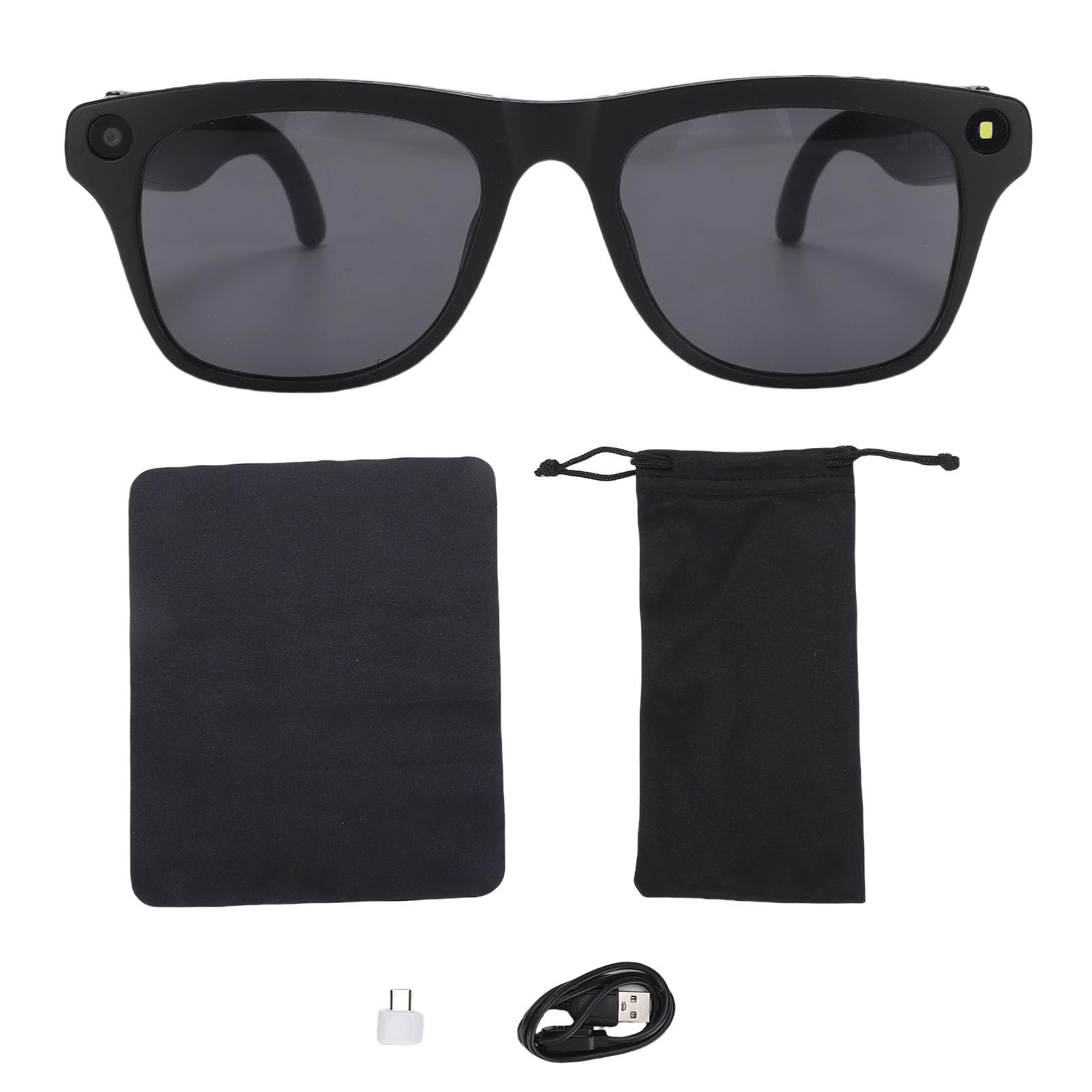 Fockety Lunettes avec caméra, 4K, tactiles, étanches, intelligentes, IA, avec étui de Rangement, compatibles Bluetooth, appels, Musique, Enregistrement Photo, vidéo, Traduction