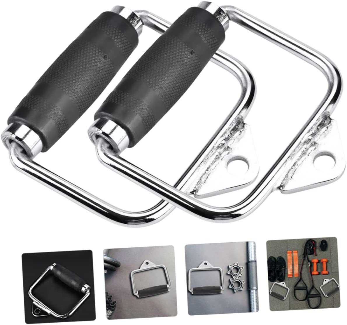 Sosoport 2Pcs D-Handle Resistance Band Handles for Home Gym Equipment Ergonomic Rubber Grip Fitness Accessories for Triceps Strength Training Portable Cable Machine Attachments