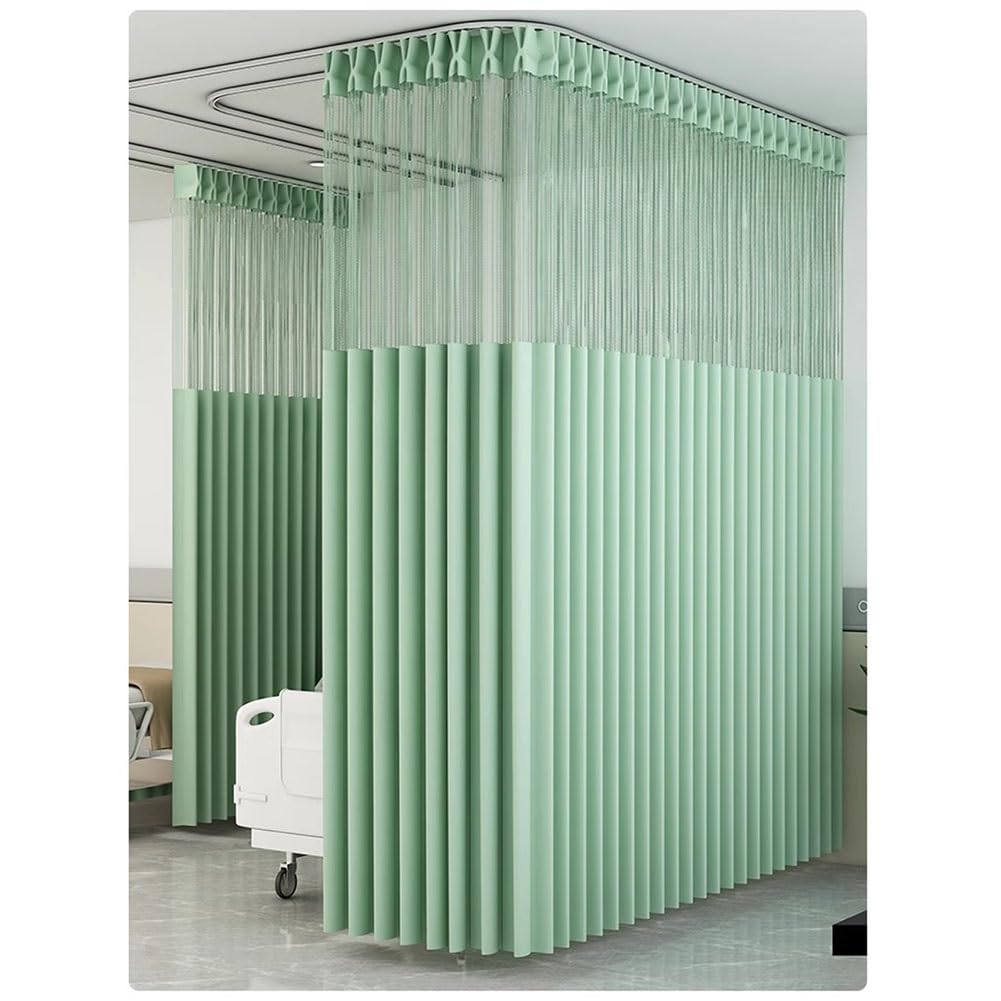 Sxlawesom Flame Retardant Medical Privacy Curtain, Complete Set with Flexible Bendable Curtain Track for Hospital, Clinic, Office, Dorm(Green,6 * 2.7m)