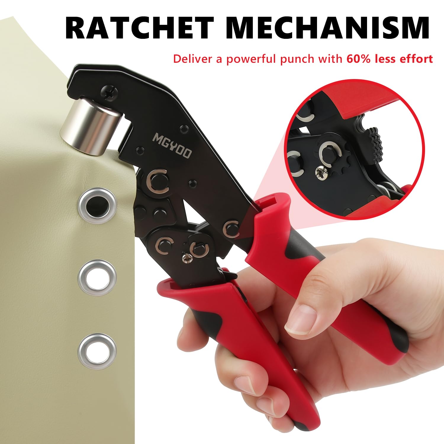 Kit di attrezzi per occhielli da 1 cm 0,6 cm per teloni in pelle con 500 paia di occhielli e occhielli, strumento resistente per occhielli da 1 cm con fustella da 0,6 cm, 500 paia di occhielli