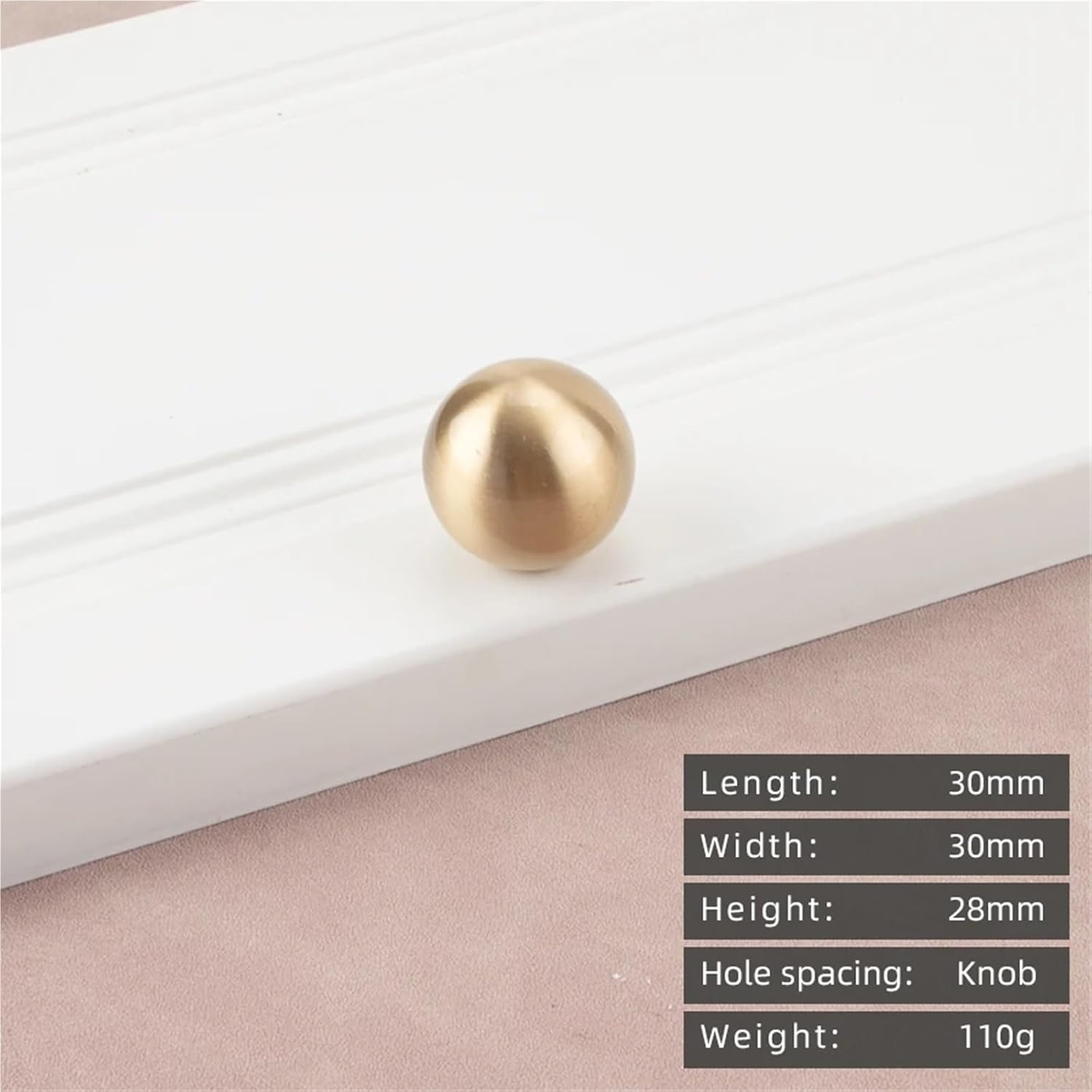Ball Shaped Gold Single Hole Handle Kitchen Cabinet Furniture Hardware Drawer Pull 1Pcs(3-L-30mm-Knob)