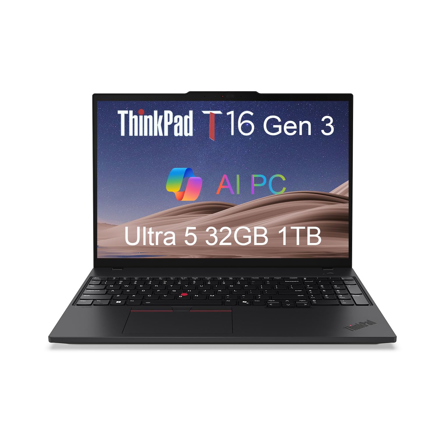 Lenovo ThinkPad T16 Gen 3 Business Laptop (16" FHD+, Intel 12-Core Ultra 5 125U (>i7-1355U), 32GB DDR5, 1TB SSD), 2 x Thunderbolt 4, Fingerprint, Backlit, 5MP Webcam, Ethernet, Win 11 Pro, 2025 AI PC