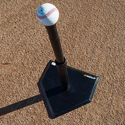 Champro Heavy Duty Reinforced Rubber Batting Tee for All Ages with Adjustable Height, Baseball and Softball Training, Black