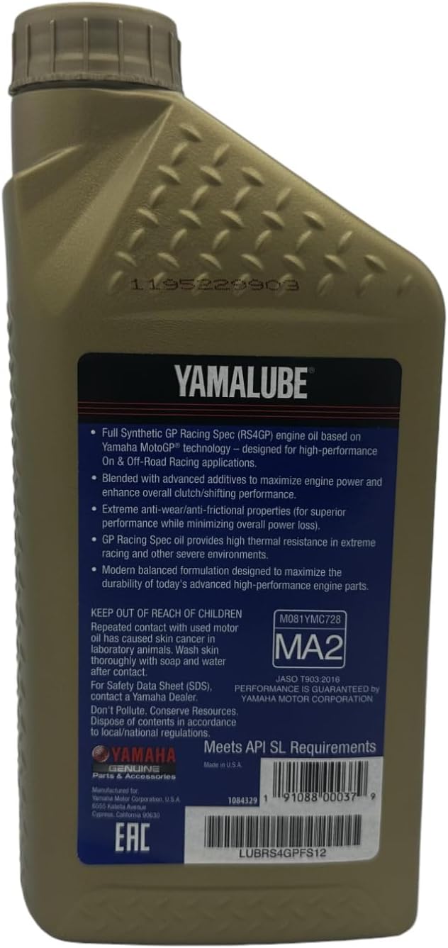 CYCLEMAX Three Pack Compatible with Yamaha Yamalube Full Synthetic 10W-40 4-Stroke Racing Engine Oil LUB-RS4GP-FS-12 Contains Three Quarts and a Funnel