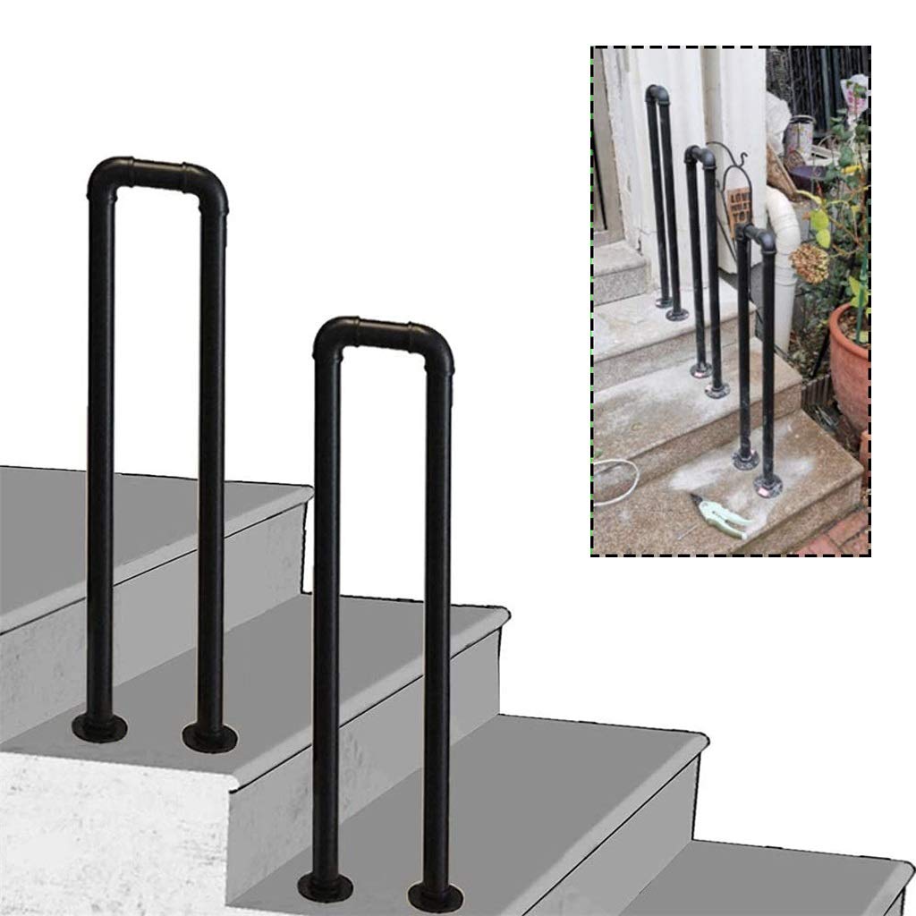 Rampe d'escalier en fer forgé pour marches extérieures en béton ou bois
