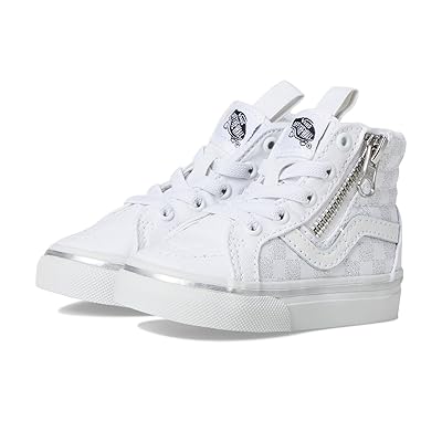 Vans Kids Sk8 Hi Reissue Side Zip (Infant/Toddler) Kids Shoes Metallic Checkerboard Silver/True White