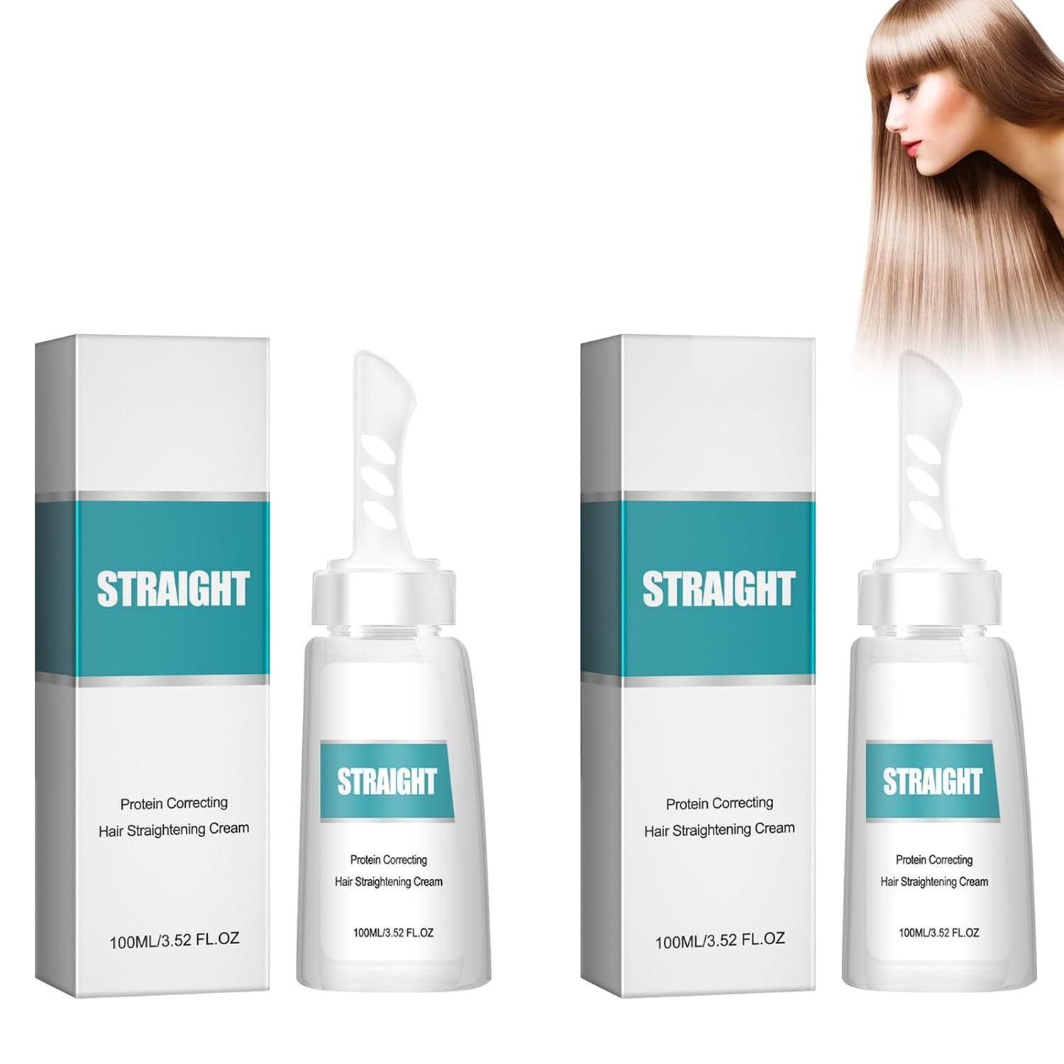 Lezpzay Pack of 2 Protein Corrective Hair Straightening Cream, Silky & Shiny Smoothing Cream, Deep Nursing for Curly and Dry Hair