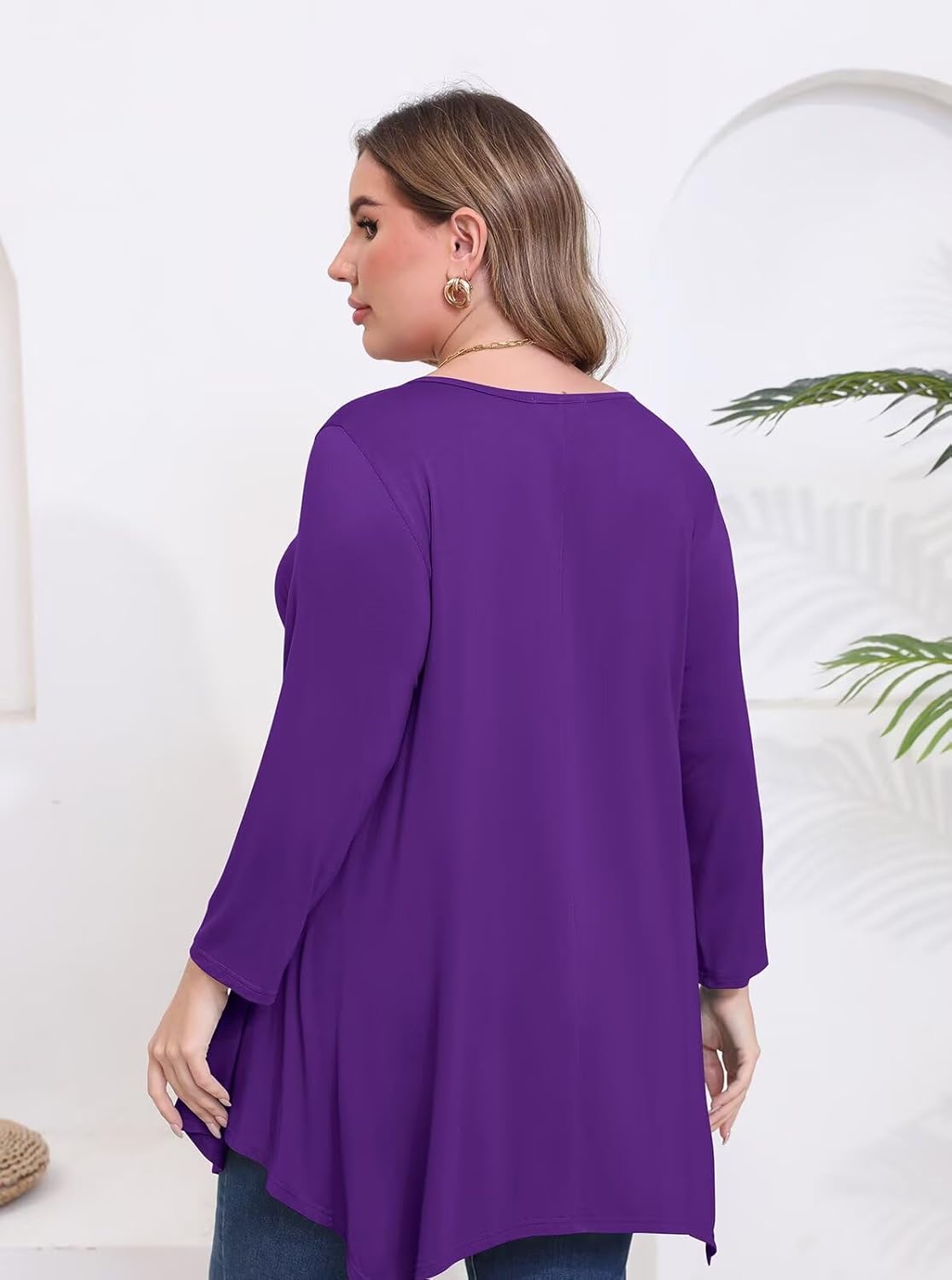 BELAROI Plus Size Tops for Women Fall Tunic Tops to Wear with Leggings 3/4 Sleeve Casual Swing Loose T Shirts Blouse S-5X - Image 6