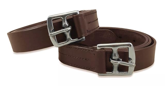 Avon Equine Cuero de estribo negro y marrón (46 a 56 pulgadas) (48 pulgadas, marrón oscuro)