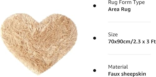 Miniatura 9 de uxcell Alfombras en forma de corazón para dormitorio, alfombra estética pequeña para niñas, bonito tapete de espejo peludo pastel de 2.3 x 3 pies,