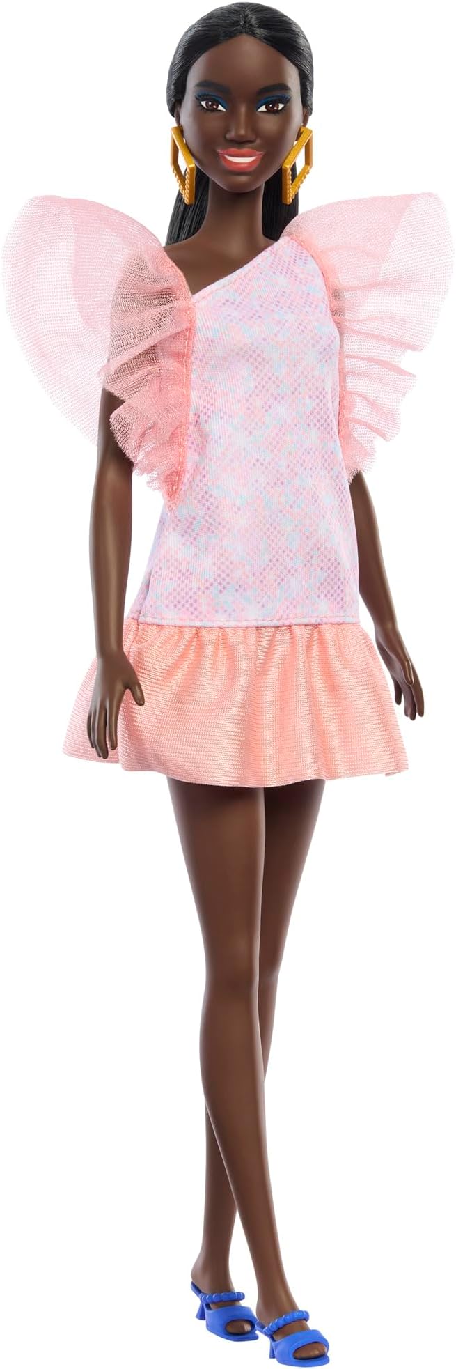 ใAmazon.co.jp ExclusiveใBarbie Fashionistas Ruffle Sleeve Dress Dress-Up Doll and House, Barbie Doll, From Age 3, Pink HRH14