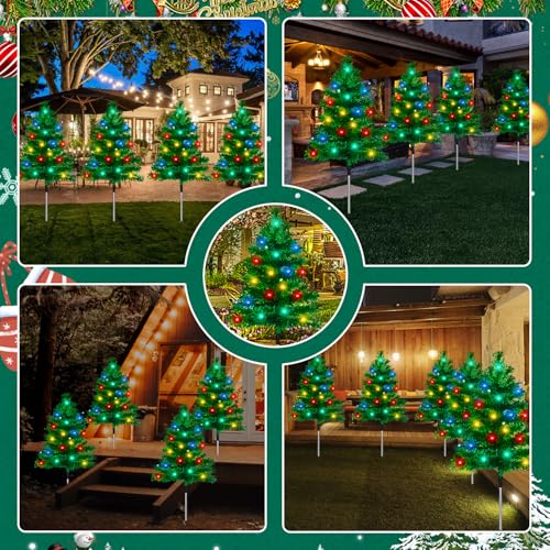 8-Pack Outdoor Christmas Decorations Solar Tree with 160 C6 Multi-Color 8 Lighting Modes Waterproof Lights for Outside Garden Yard Pathway Lawn by CMuloiet - Image 5