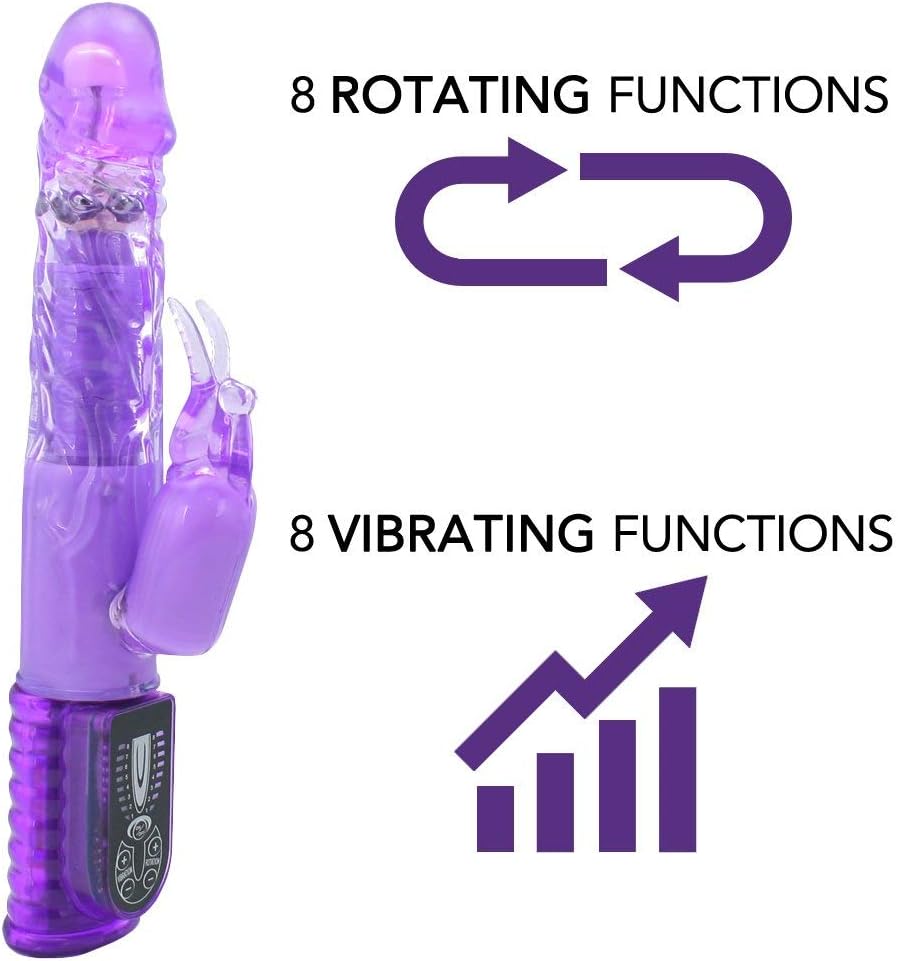 Rotating Dual-Action Rabbit Vibrator with Spinning Beads, G-Spot & Clitoral Stimulation Purple