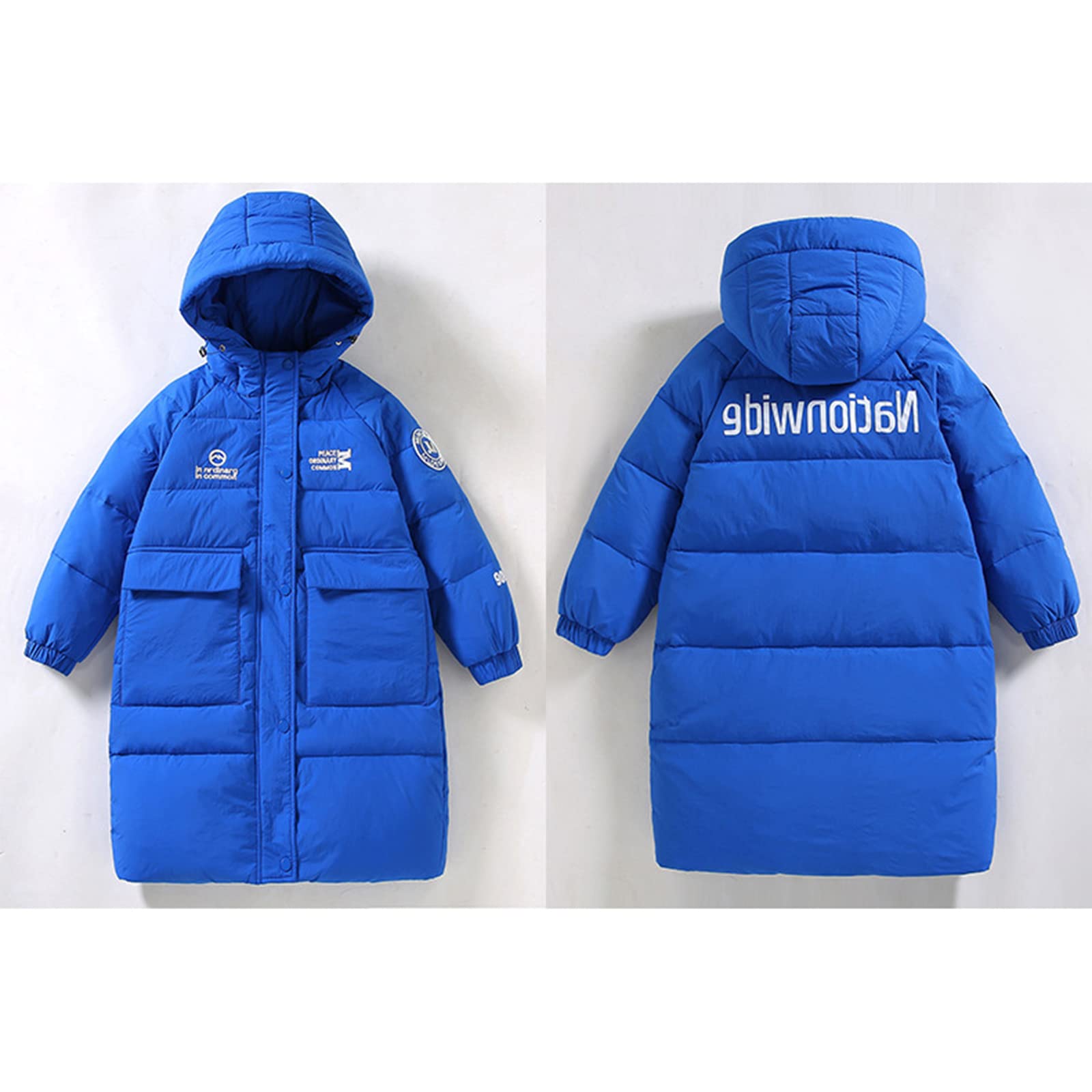 Abbigliamento per Bambini Piumino D'Anatra Bianco Ragazzi e Ragazze Vestiti Invernali Addensato Giacca Calda Anti-Freddo Antivento Grande Tasca,Green,9T(150CM)