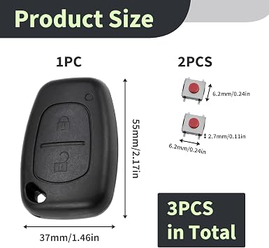 Key Fob Replacement Compatible with Vauxhall, Renault, Trafic, Vivaro, Nissan Primastar, Movano, Master, Kangoo, Key Fob Shell, 2 Button Key Fob Case with 2 Micro Buttons, Durable (No Blade)