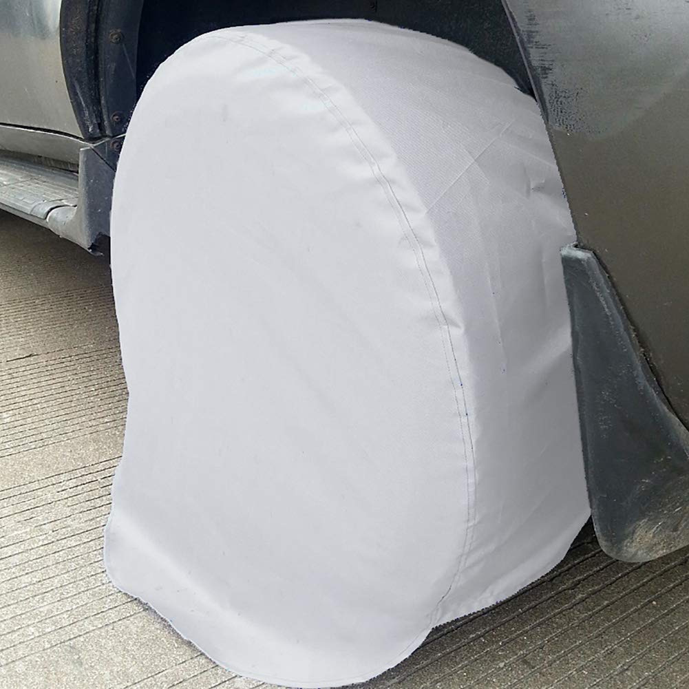 4 pezzi Copertura di protezione in argento per pneumatici Copriruota impermeabile per camper Copriruota in fibra di poliestere per 27-29 pollici Diametro pneumatico Auto Jeep Rv Suv Rimorchio per cami