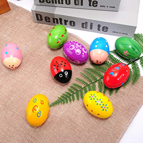 Easter Wooden Egg Shakers Maracas for Party Favors, Classroom Prize Supplies and Percussion Musical Instrument(9 PCS) - Image 8