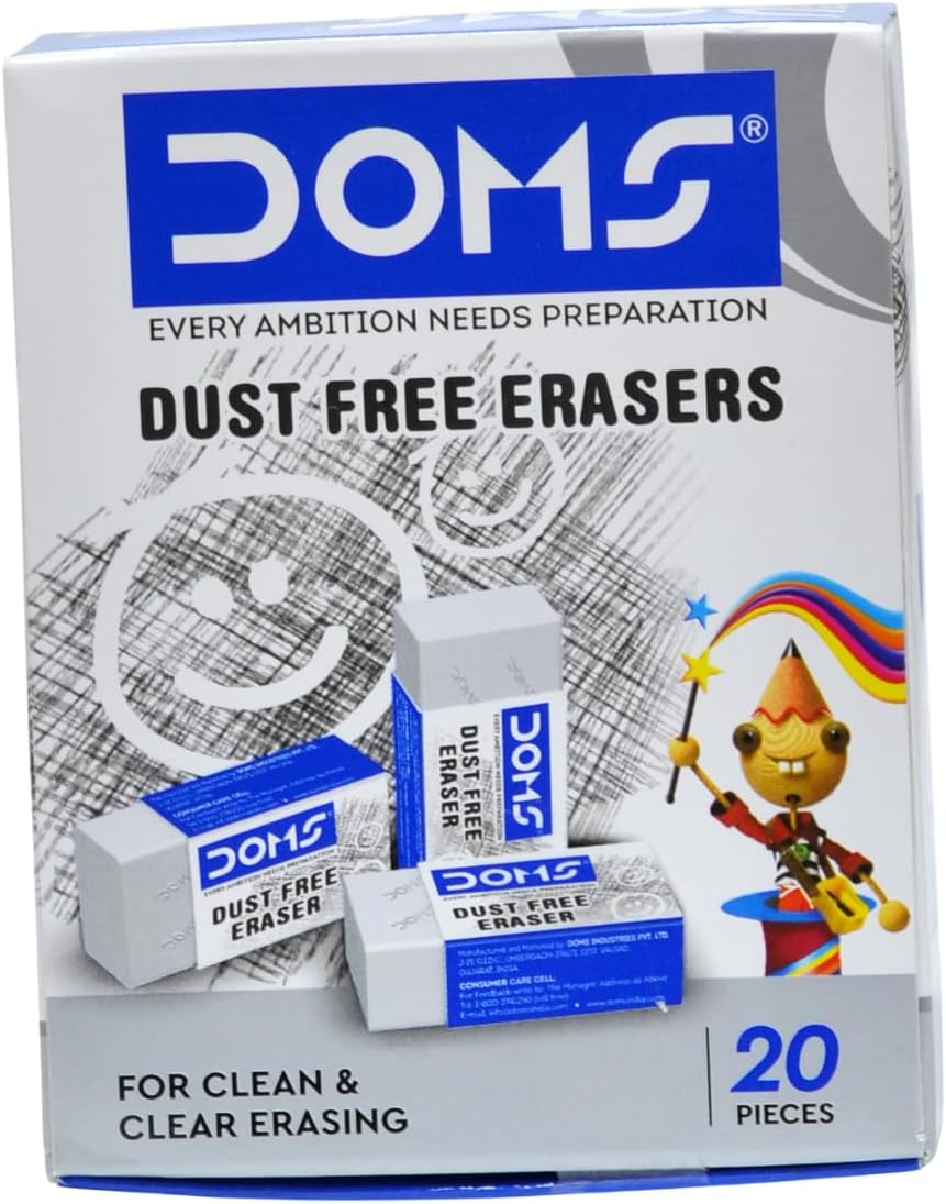 Set of 20 DOMS White Dust Free Eraser - India