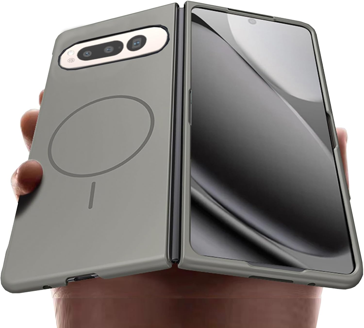 Magnetic for Google Pixel Fold Case [Compatible with MagSafe] Ultra Thin Soft Feel Protective Matte Hard PC Shockproof Anti-Fingerprint Cover, Grey