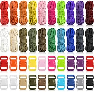 Shappy Paracord Kit Bracelets 550 survival rope colorful Combo Random Crafting Kits 20 Colors Cord with Buckles for Making Lanyard Keychain Dog Collar DIY Manual Braiding