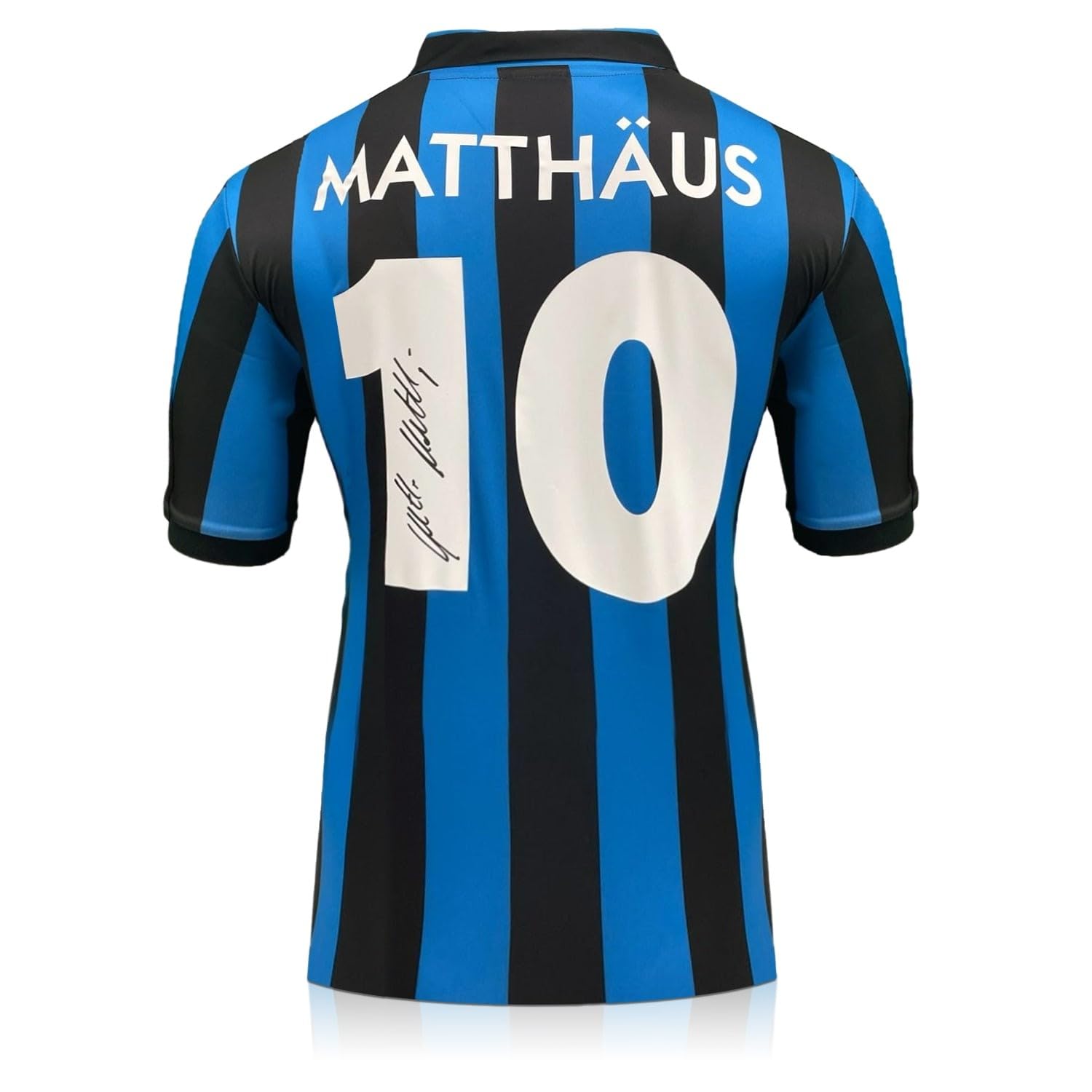 Exclusive Memorabilia Lothar Matthäus Signed Inter Milan 1990 Home Football Shirt Blue