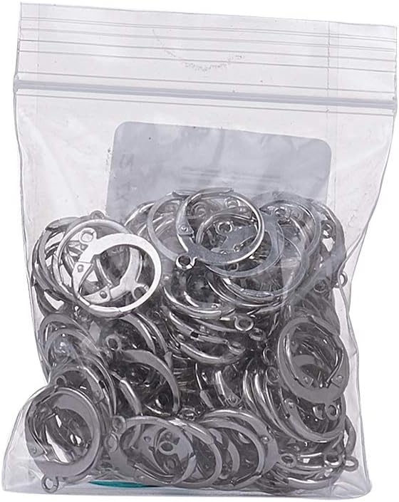 KISSITTY 100Pcs Stainless Steel Leverback Earrings 14.5x12mm with 1mm Holes Round Hoop Earwires for DIY Danlge Earrings Making image 4