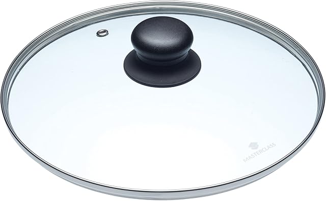 KitchenCraft MasterClass Glass Saucepan Lid Designed to fit most 24 cm Saucepans and Frying Pans, 24 cm (9.5 Inch)