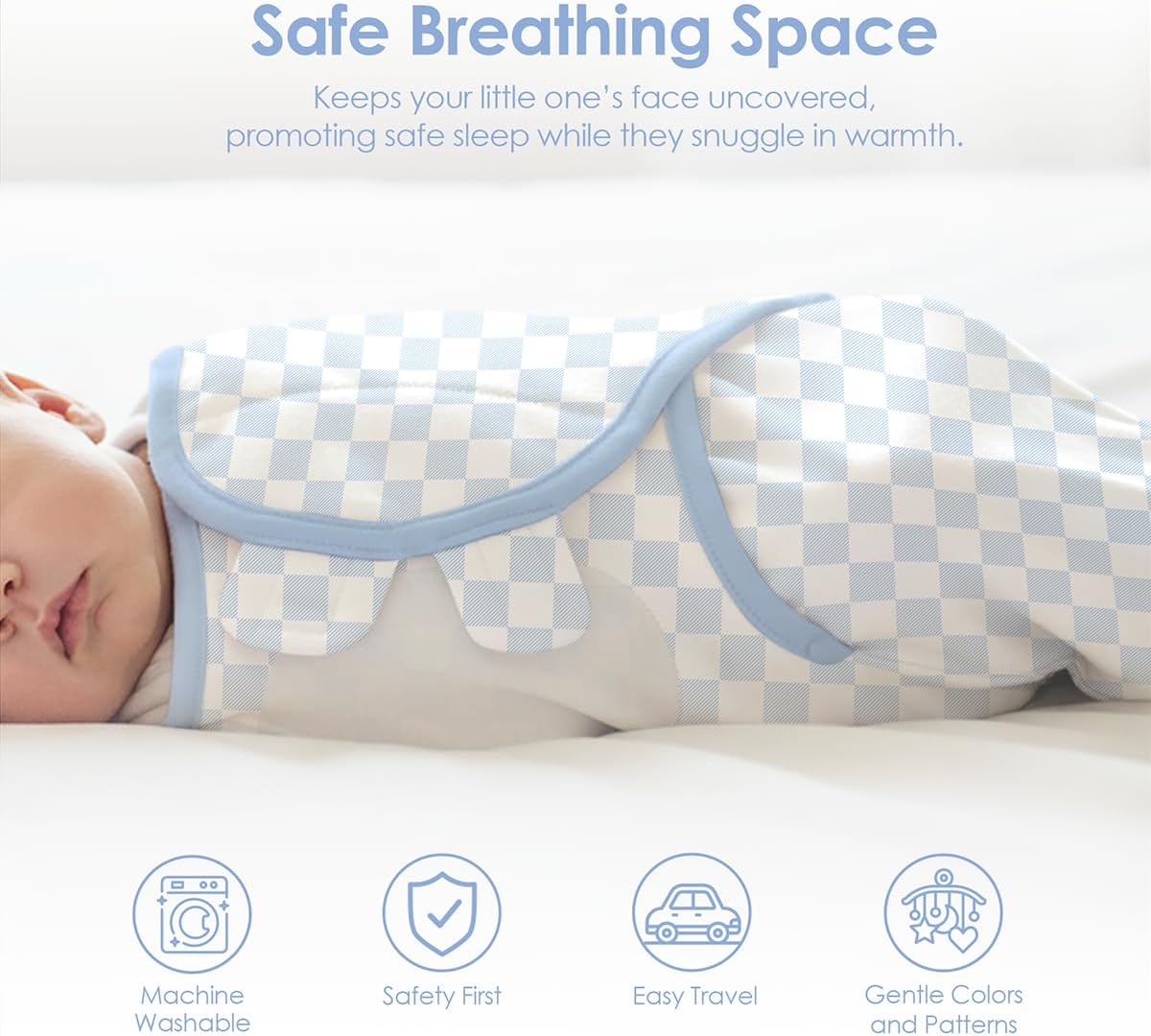 Baby Swaddle Blanket, 0-3 Months, Cotton Arm-in Sleep Sack, Wearable Blankets Wrap for Newborn Infant - Image 6