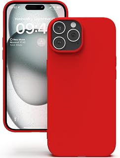 YATWIN Funda para iPhone 15 Pro Max, funda de silicona premium con protección para cámara, tacto suave, ultrafina, resistente a los golpes, resistente a los arañazos, color rojo