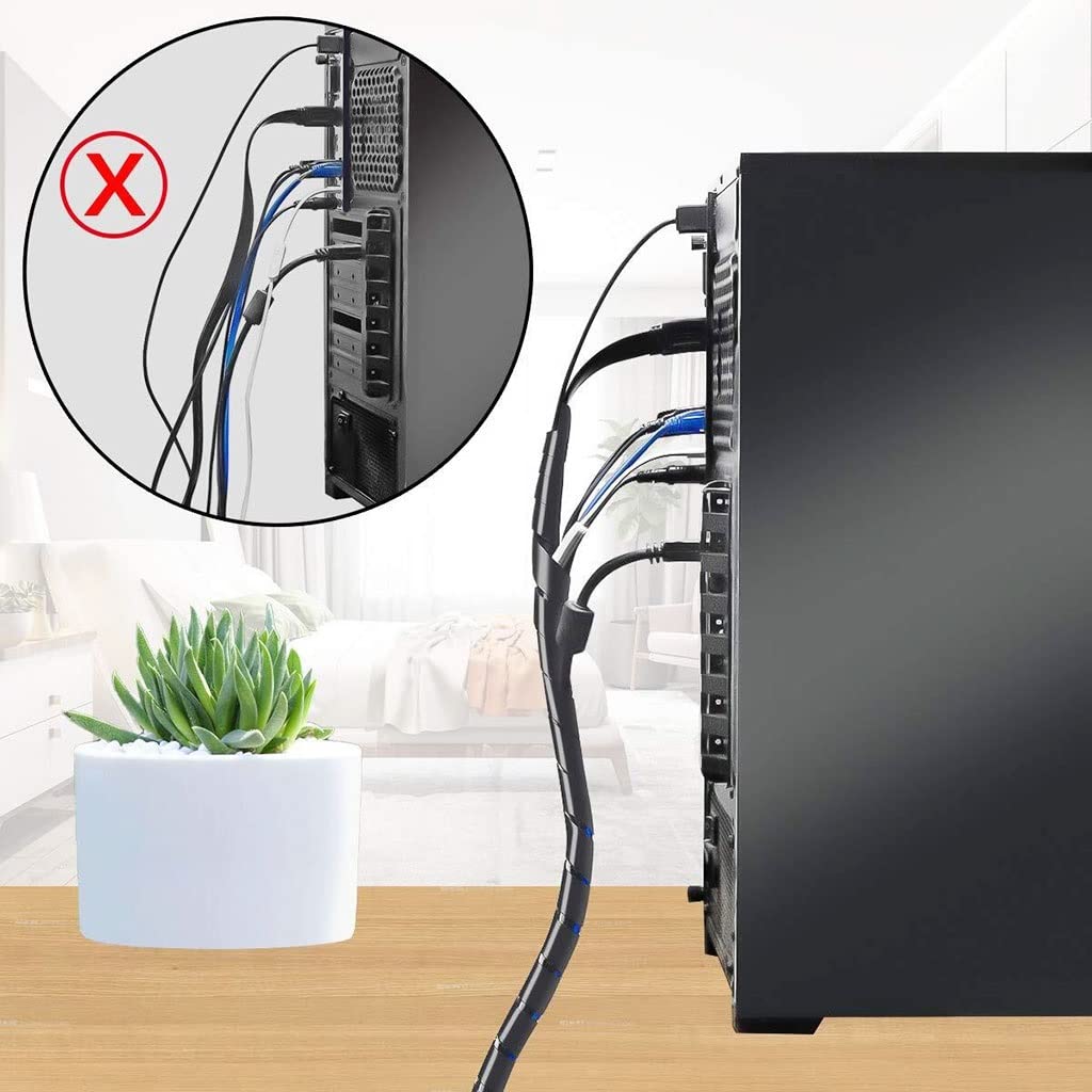1 guaina avvolgicavo a spirale - Guaina organizer for cavi elettrici, nera, diametro esterno 3 mm-30 mm, opzioni di lunghezza 2 m-50 m(4mmx50m)