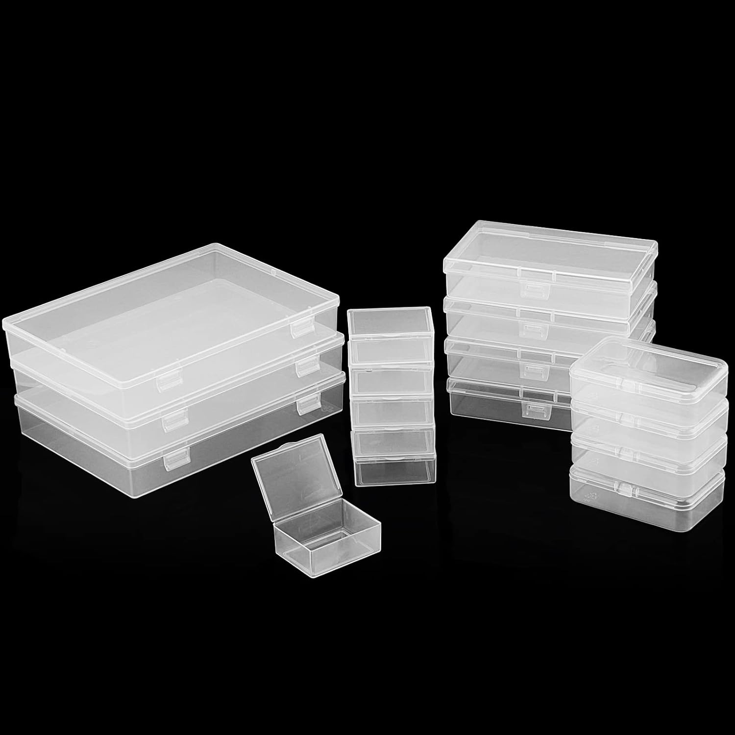 LEXININ 17 Pack 4 Sizes Rectangular Empty Mini Plastic