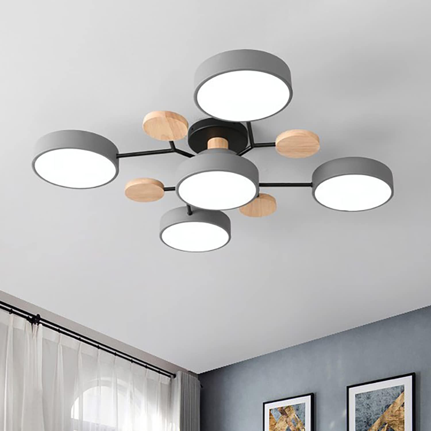 Plafonnier LED dimmable avec variateur de couleur gris 40W