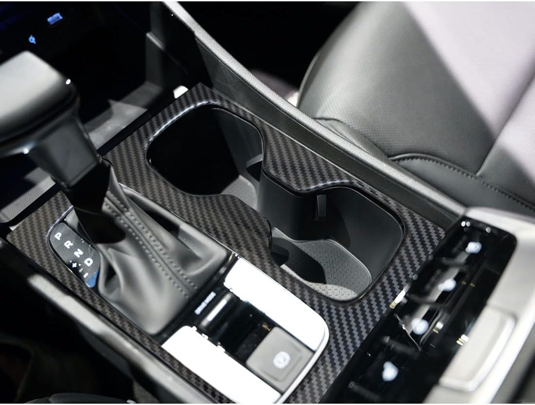ruihe Carbon Fiber Pattern Car Gear Shift Knob Console Panel Trims Cup Holder Frame Cover Compatible with Fit for Hyundai Santa Cruz 2022 2023 2024 2025