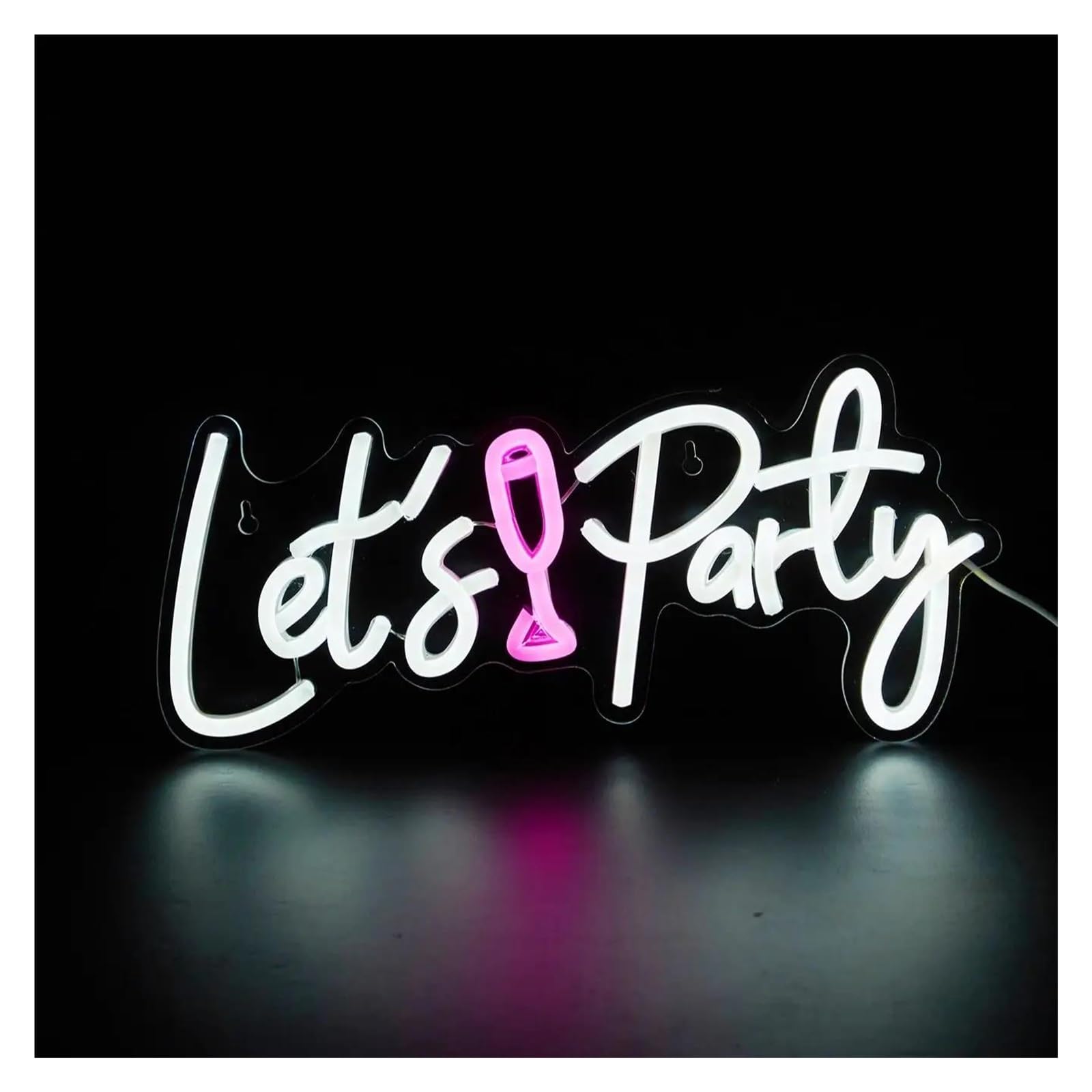 Luz de Diseño de Digital Lámpara De Pared Con Luz De Noche LED De Neón Let's Party Alimentada Por USB Para Fiestas, Bares, Vacaciones, Hogar, Habitación 16cmx34.5cm