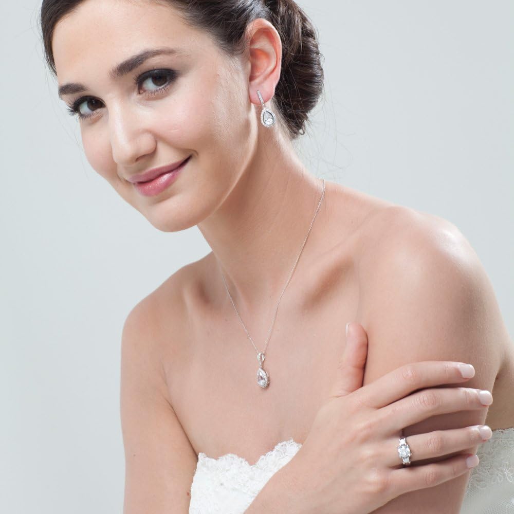 BERRICLE Sterling Silver Pendant Necklace for Women, Cubic Zirconia CZ - Cushion, Pear, Princess, Round Cut - Art Deco Halo Styles - Image 4