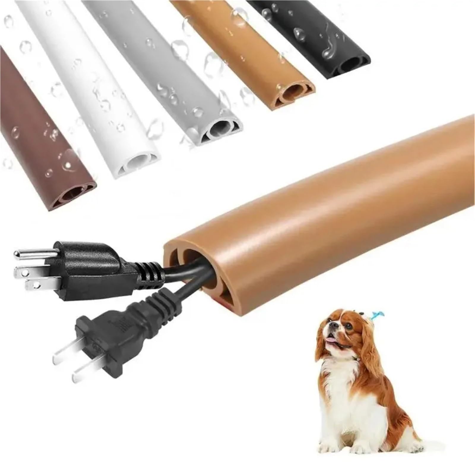 caNaleta Cables Pared Adhesivo 1 Unidad de Cubierta for Cables Suelo m/3 m, Fundas PVC Flexibles for conductos eléctricos, Protectores Adhesivos for Suelos(White,3.0M)