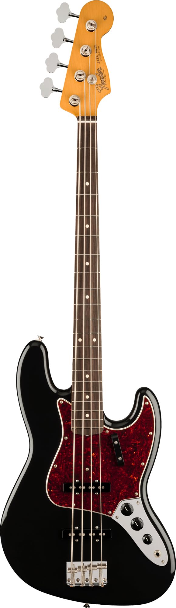 Fender Vintera II '60s Jazz Bass - Black Bundle with Gig Bag, Cable, Tuner, Strap, Strings, and Austin Bazaar Instructional DVD