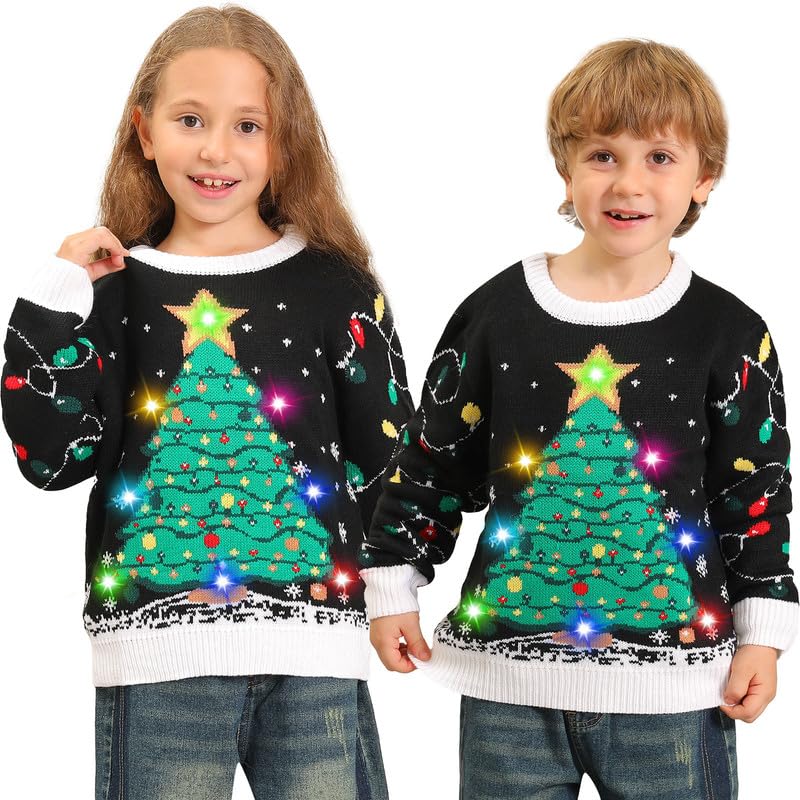 Kouric Ugly Christmas Sweater für Kinder, lustige Weihnachtspullover...