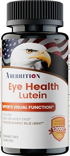 Amerrition Suplemento avanzado para la salud ocular de luteína, mejorado con zeaxantina, apoya la visión y la salud ocular, sin OMG y sin gluten,