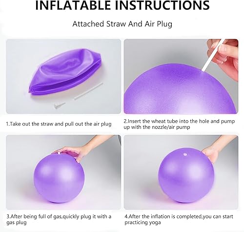 Miniatura 4 de Fsadwnn - Pelota de ejercicio pequeña, bola de pilates de 9 pulgadas, pelota de ejercicio pequeña con bomba, bola de barre, mini pelota dobladora,