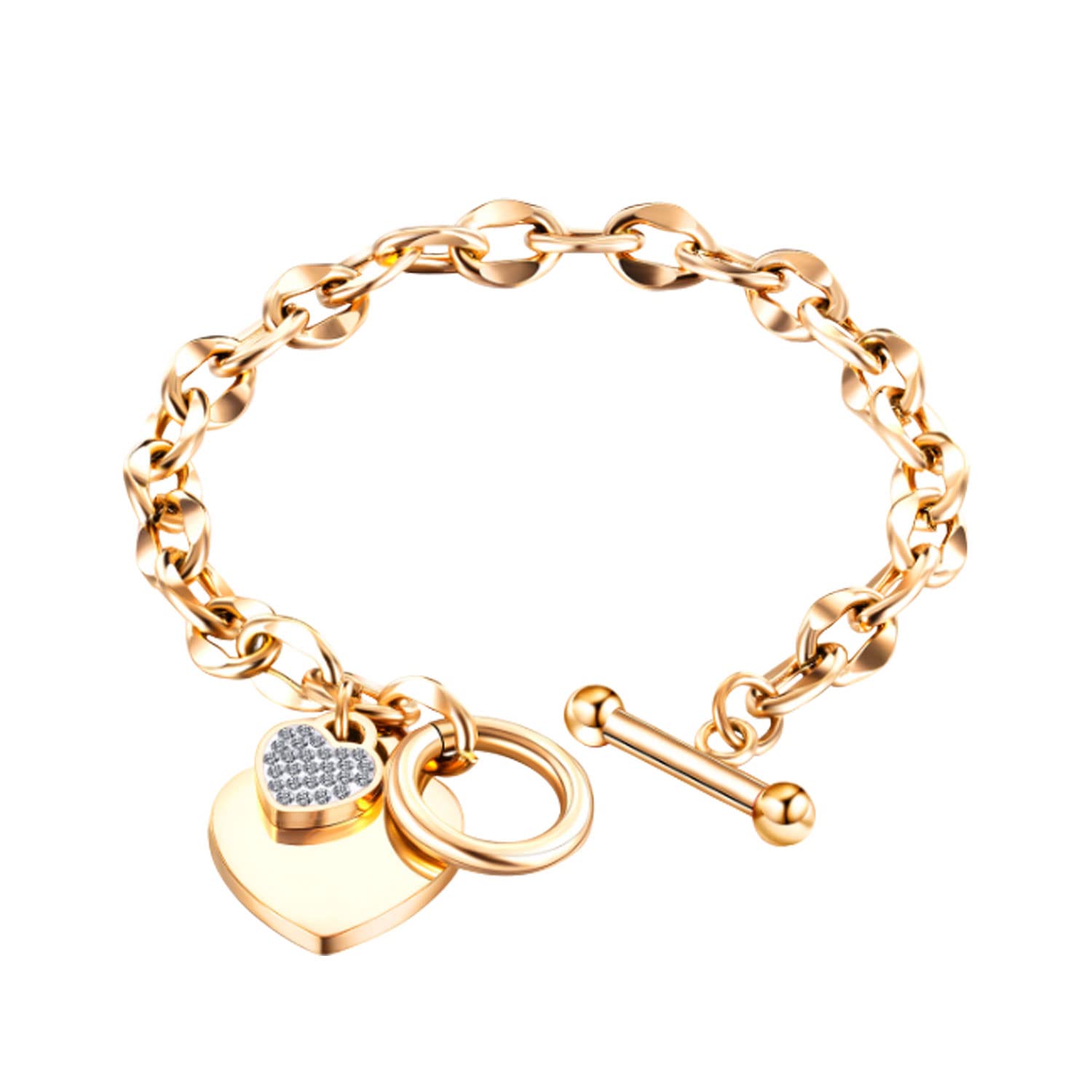 Heart Shaped Bracelet Gold Plated Bracelets for Women Dainty Bracelets for Women Heart Shaped Bracelets for Women Anniversary Birthday Gifts for Girls Wife Mother